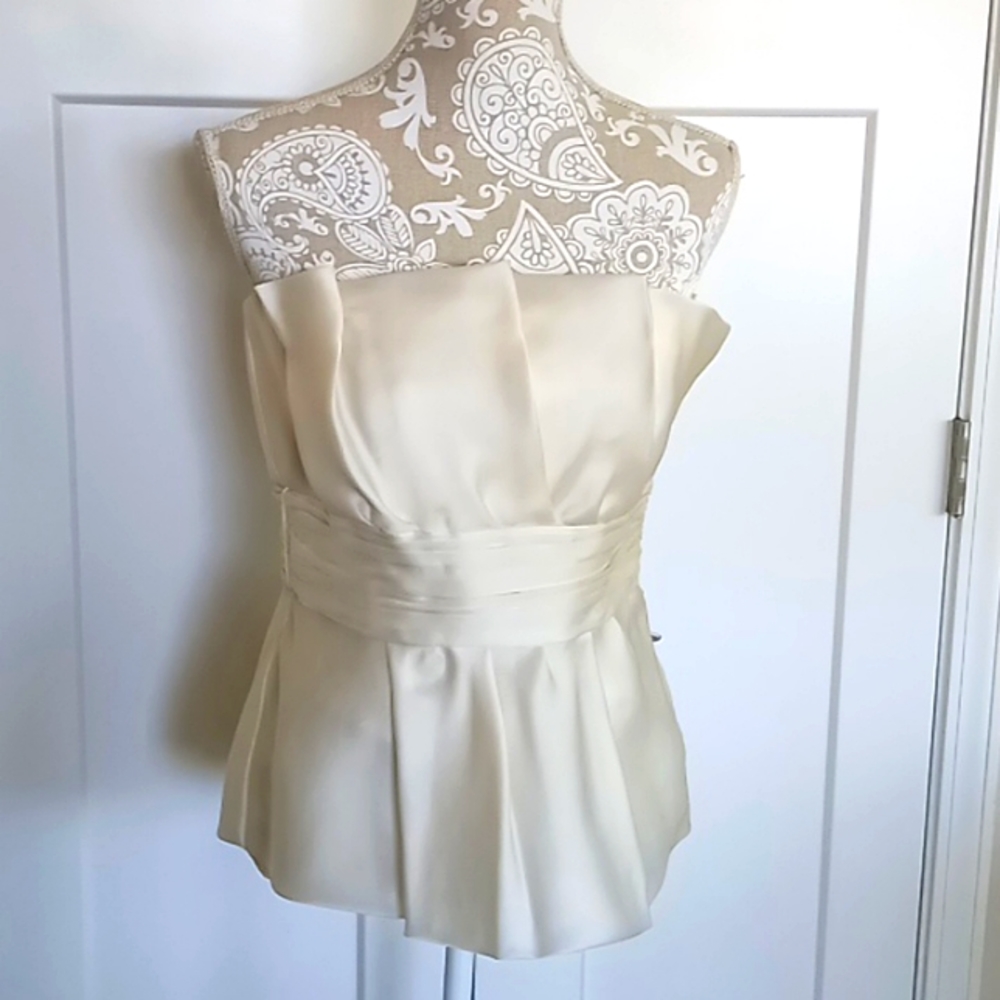 White House/Black Market Strapless Silk Top Size 8